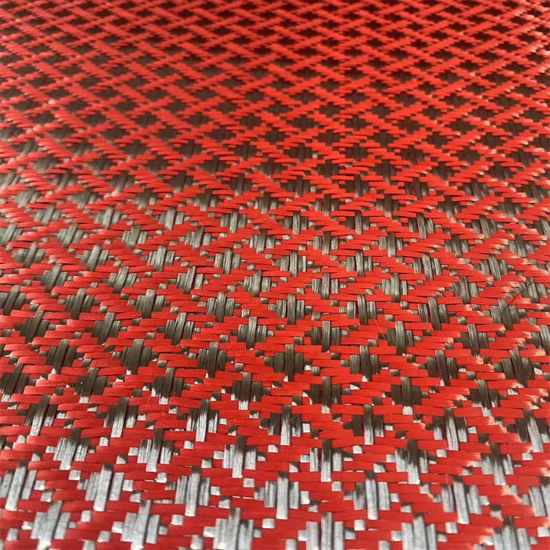 Kafu Red X-Pattern Rolls Royce Automotive Interior Fabric Akcesoria motocyklowe DIY Żakardowy wzór Kevlar Tkanina z włókna węglowego
