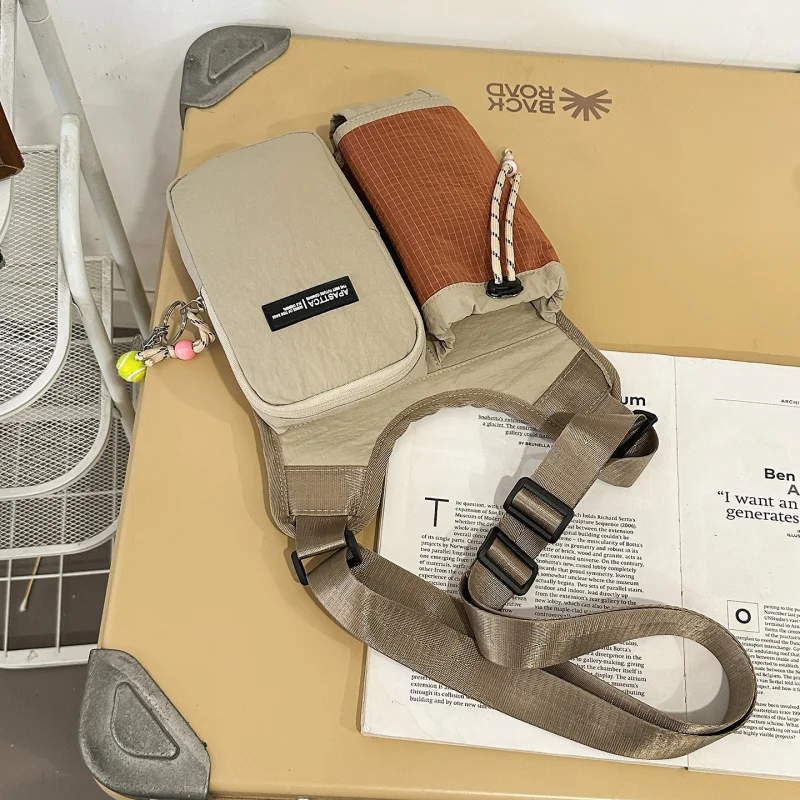 

Сумка-кроссбоди в корейском и японском стиле, винтажная, с цветовыми блоками, с несколькими карманами, легкая, повседневная, для мужчин и женщин.