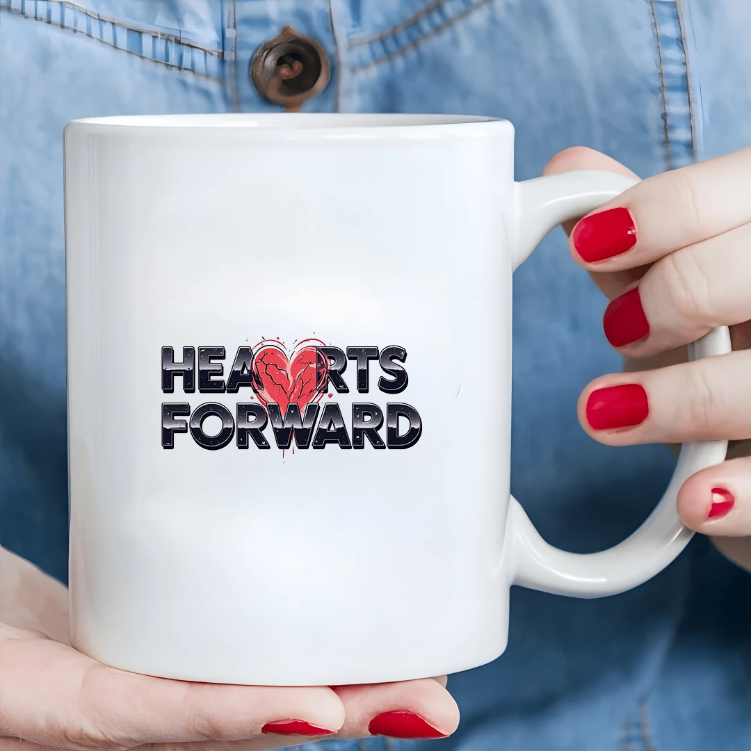 

11oz Mug + HEARTS FORWARD Heart-Shaped Creative Cup + Kids Cold & Hot Beverage Cup - Christmas Gift for Family & Office