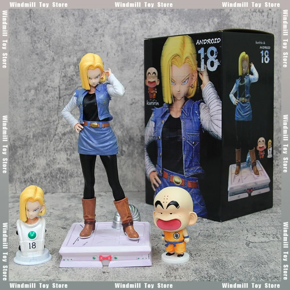 28cm Dragon Ball Figure Android 18 Lazuli krillin Action Figures Anime Model 30cm PVC Statue Doll Desktop Ornament Crafts Gifts