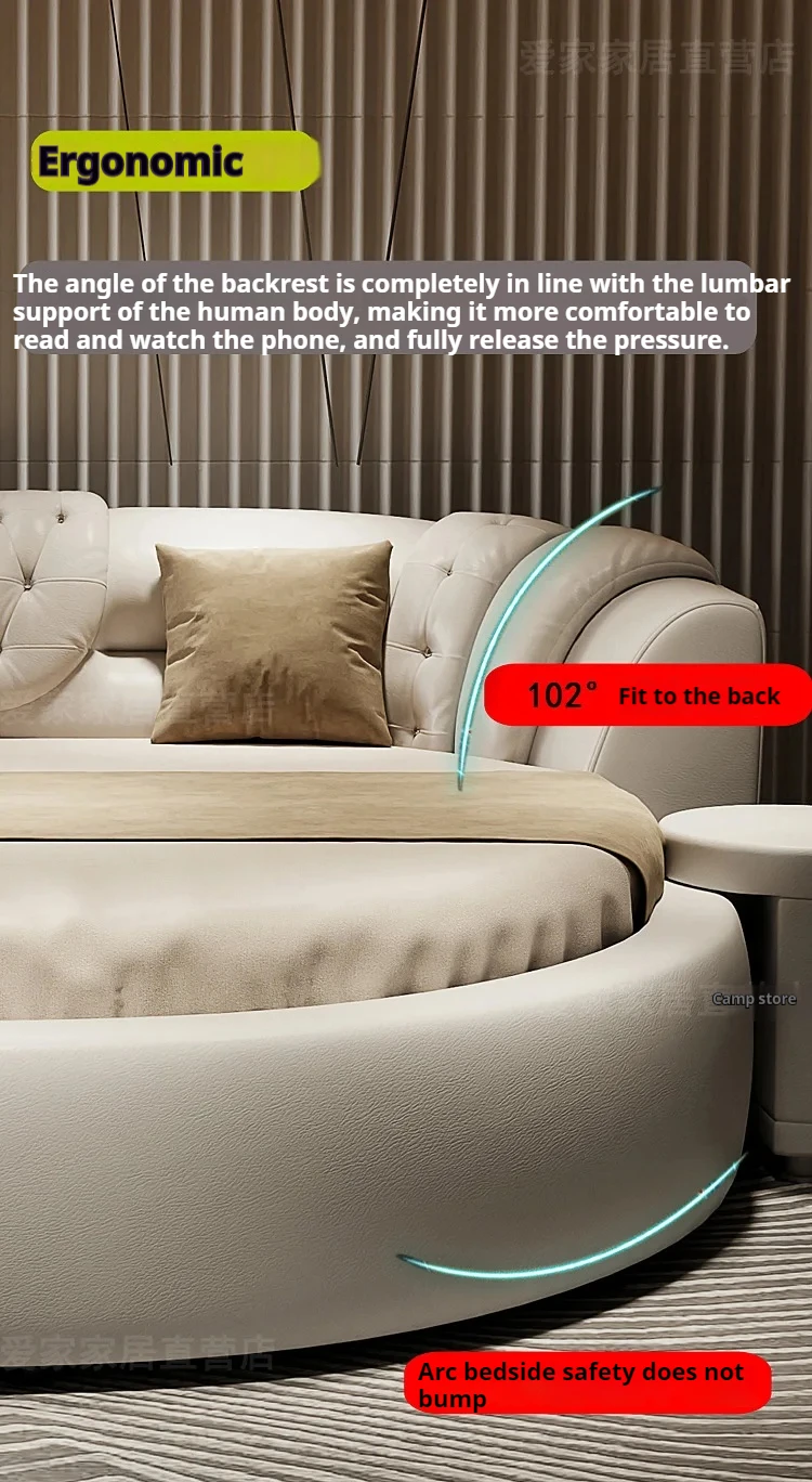 European Style Large Double Bed Round Modern Minimalist Princess Double Bed Luxury Human Camas De Dormitorio Bedroom Furniture