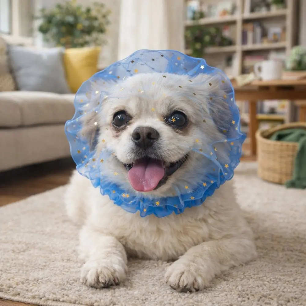 

Breathable Pet Protective Mask Comfort Polyester Anti-Bite Head Cover Adjustable Anti-Mosquito Headgear Random Eating Prevention