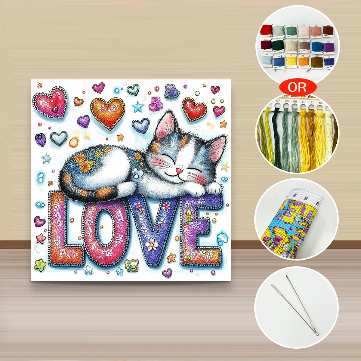 1 Stück 40x40 cm/15,74 Zoll, 11CT/14CT Kreuzstich-Set, DIY Valentinstagsgeschenk, Stickerei-Set für Festivals, Blumen – Detail 3
