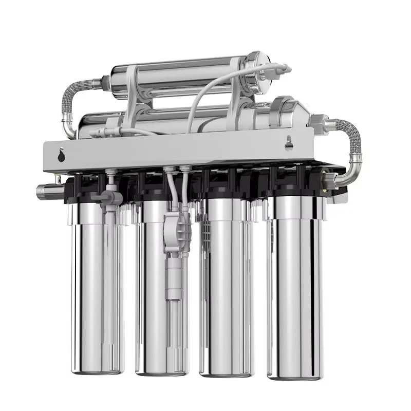 Stainless Steel RO Reverse Osmosis 7 Stages Manual Tankless Under-Sink Commercial Drinking Water Purifier Sediment Filter