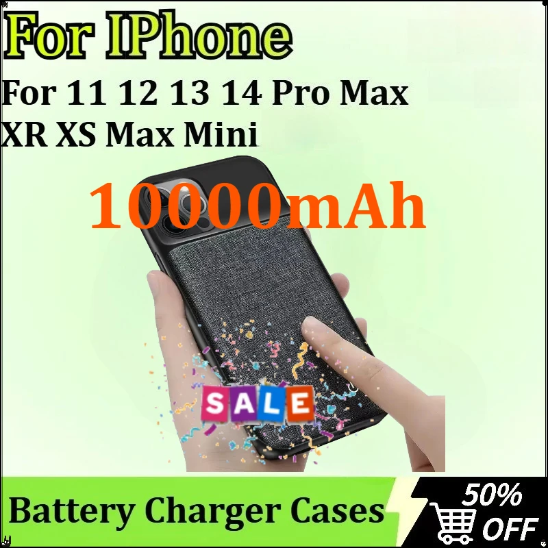 

For IPhone 11 12 13 14 15 Pro Max XR XS Max Mini 10000mAh Battery Charger Case Portable Power Bank Charging Back Clip Battery
