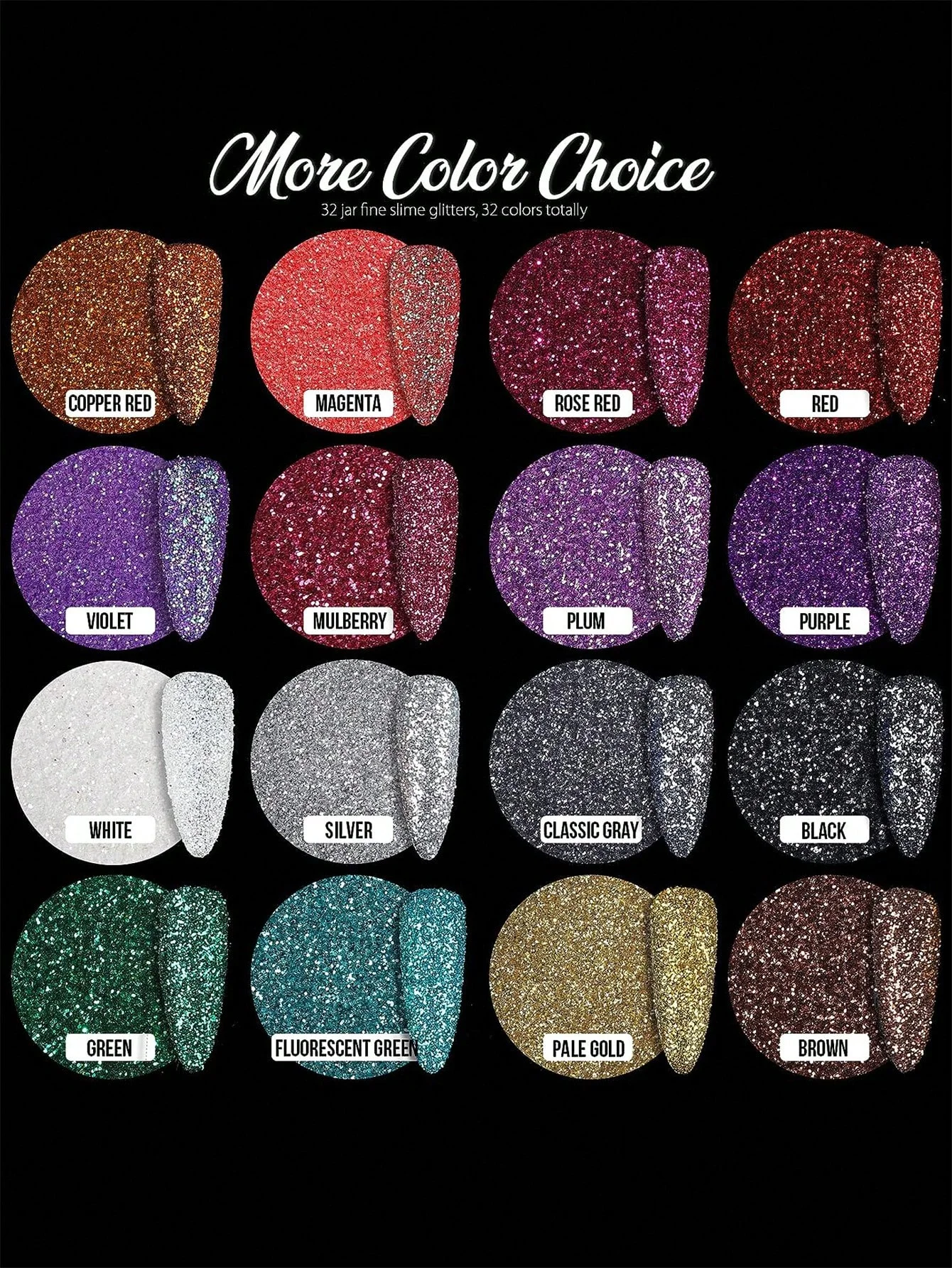 Estilo Holográfico Glitter Corporal Reflexivo, Adequado para Olhos, Rosto, Bochecha, Cabelo, Unhas, Lábios, Glitter Cosmético, Spa, 32 Garrafas