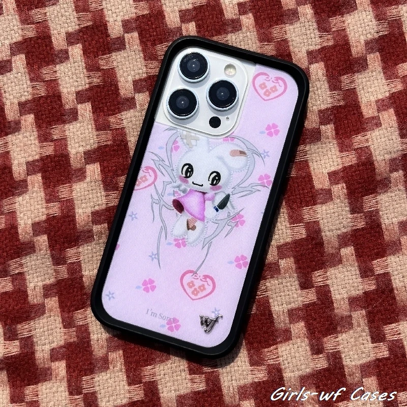 حافظة لهاتف آيفون 12 13 14 15 16 17 Pro Max Plus 16Pro Air wf غطاء أرنب وردي لطيف #5