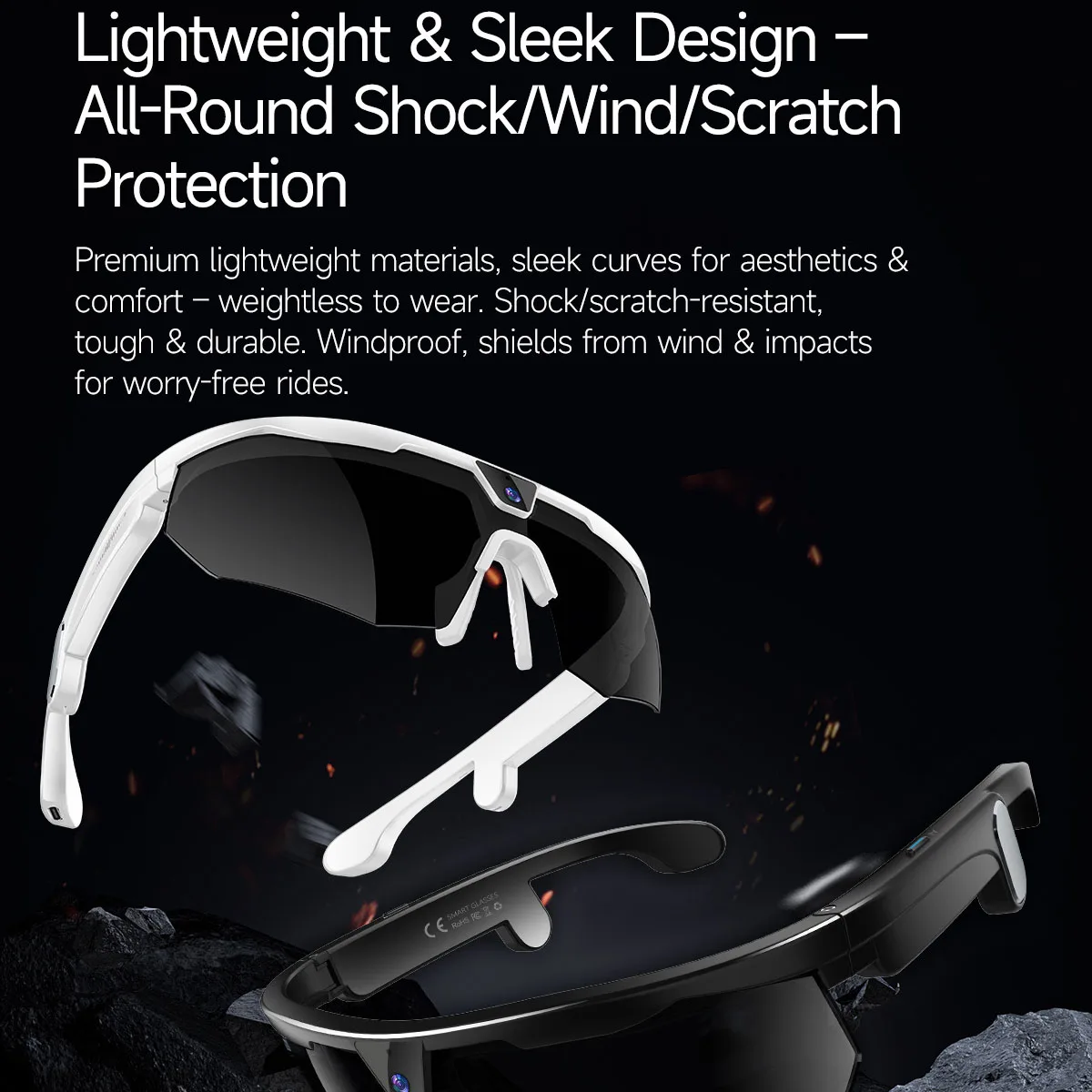 696 Riding Outdoor Sports Bikes Sunglasses Men Women Goggles 800W Camera Take Photos Record Videos Blue Tooth Smart Glasses Gift