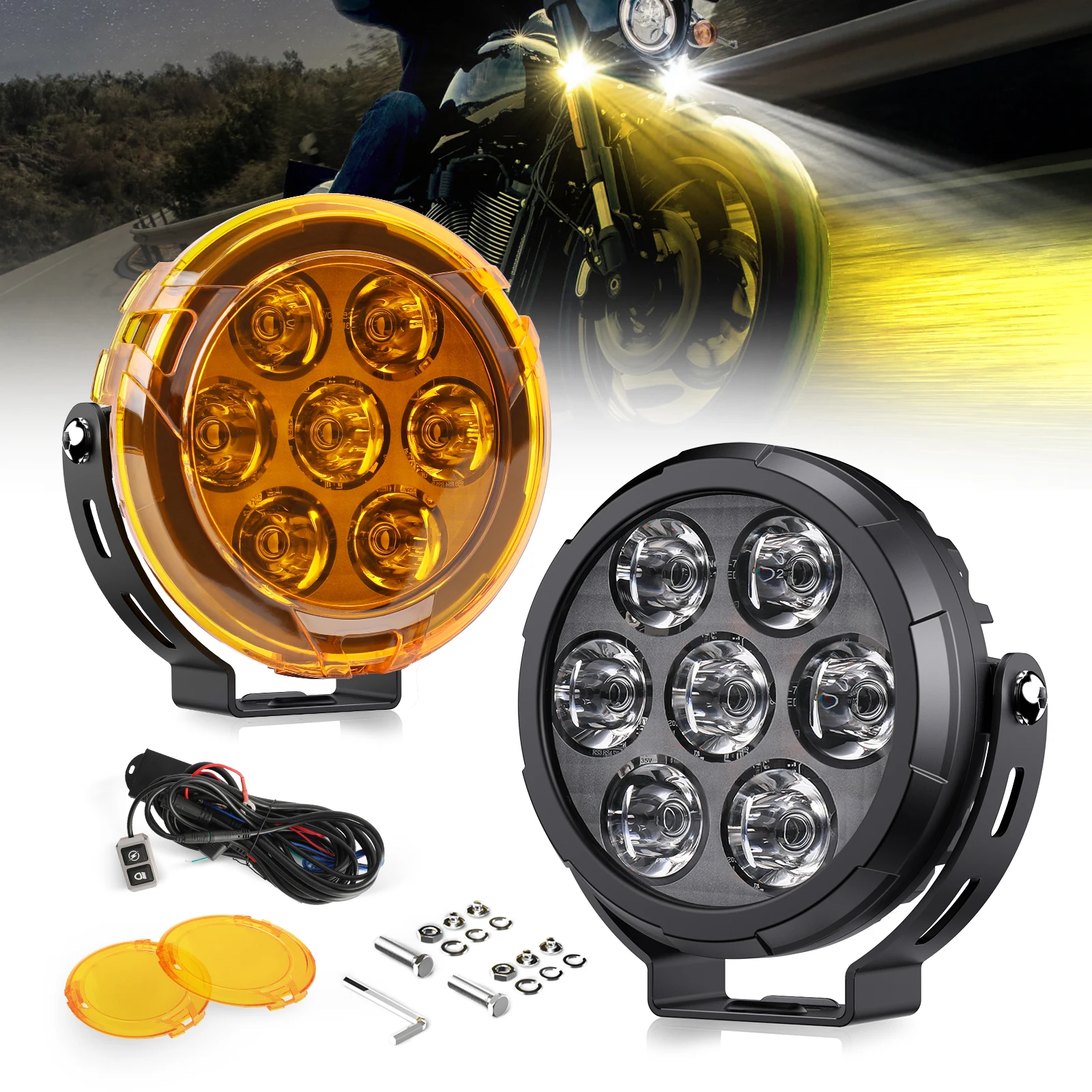BraveWAY Fendinebbia a LED per moto ADV GS, luci di guida ausiliarie per BMW 1200 1250 1300 per Honda per Yamaha per Kawasaki