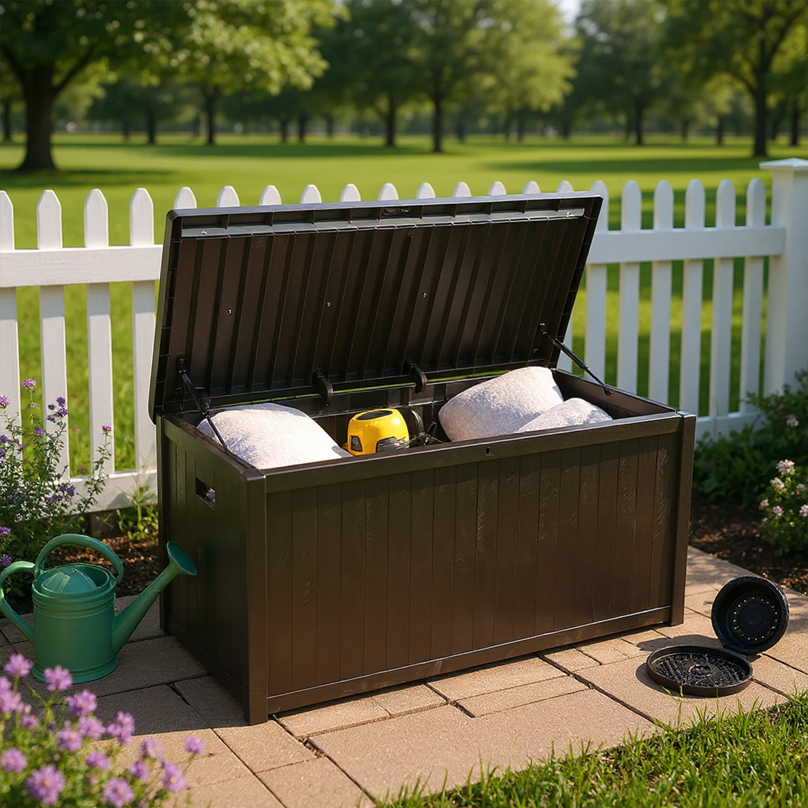 Large Patio Storage Bin UV-Resistant Outside Storage Box Container Waterproof for Furniture Outdoor Cushions Garden Tools