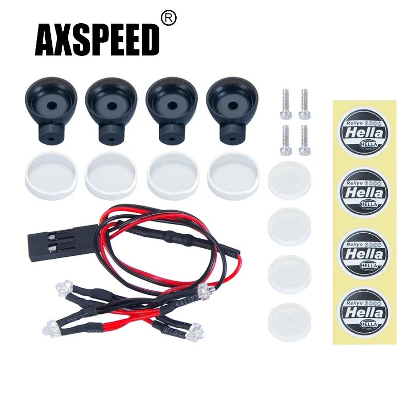 

AXSPEED HELLA 4 LED Light with Round Plastic Cover for 1/24 Axial SCX24 AXI00001 AXI00006 Upgrade Parts