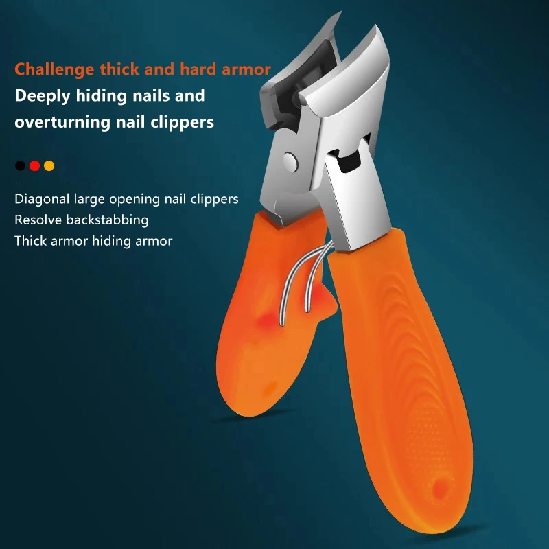 Professional Slanted เล็บ Clippers เปิดกรามกว้าง Anti-Splash เล็บ Clipper สแตนเลสสตีลเล็บเท้าคีมเล็บเครื่องมือ