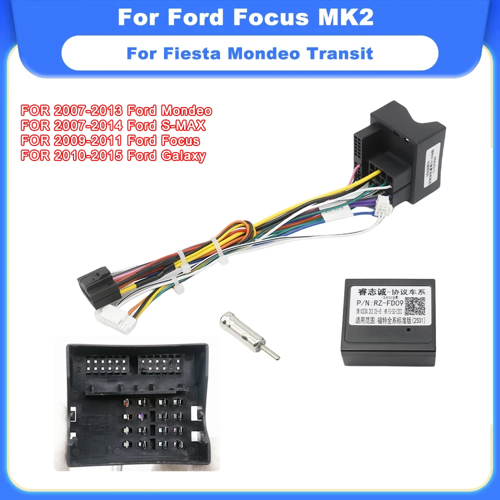 16 Pin to Wiring Harness For Ford Focus MK2 Fiesta Mondeo Transit CAN Bus Decoder Automotive Cable for Android Radio