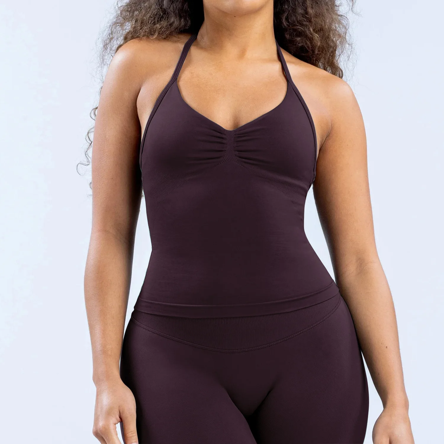 Impacto feminino fitness separa cor sólida decote em v tanque e shorts de treino cabidos para yoga ginásio correndo e casual street wear