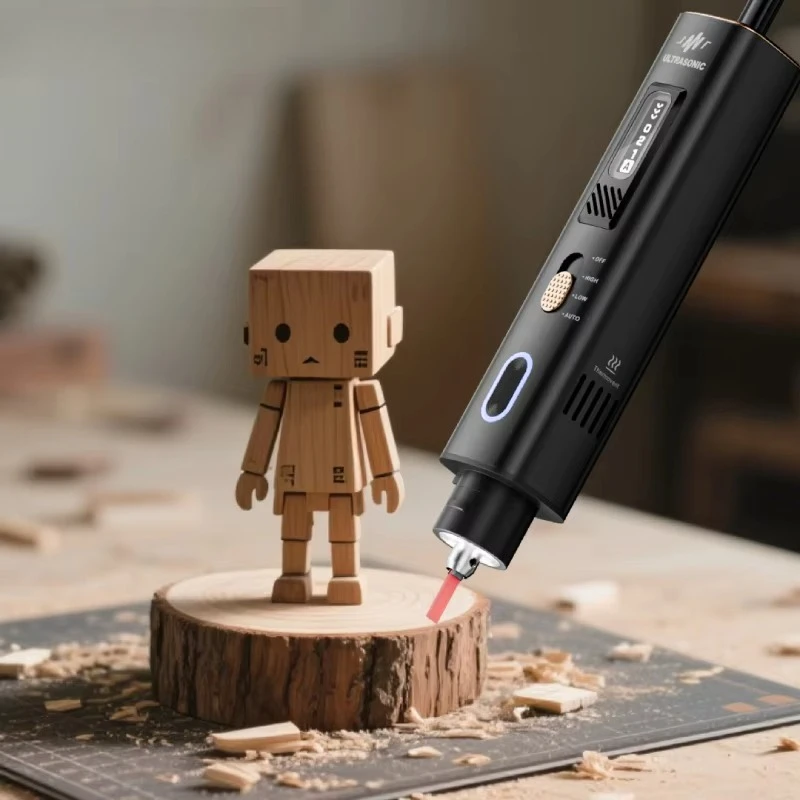 قلم نحت كهربائي صغير محمول لنقش الصوت بالموجات فوق الصوتية DIY لأعمال النجارة المنزلية
