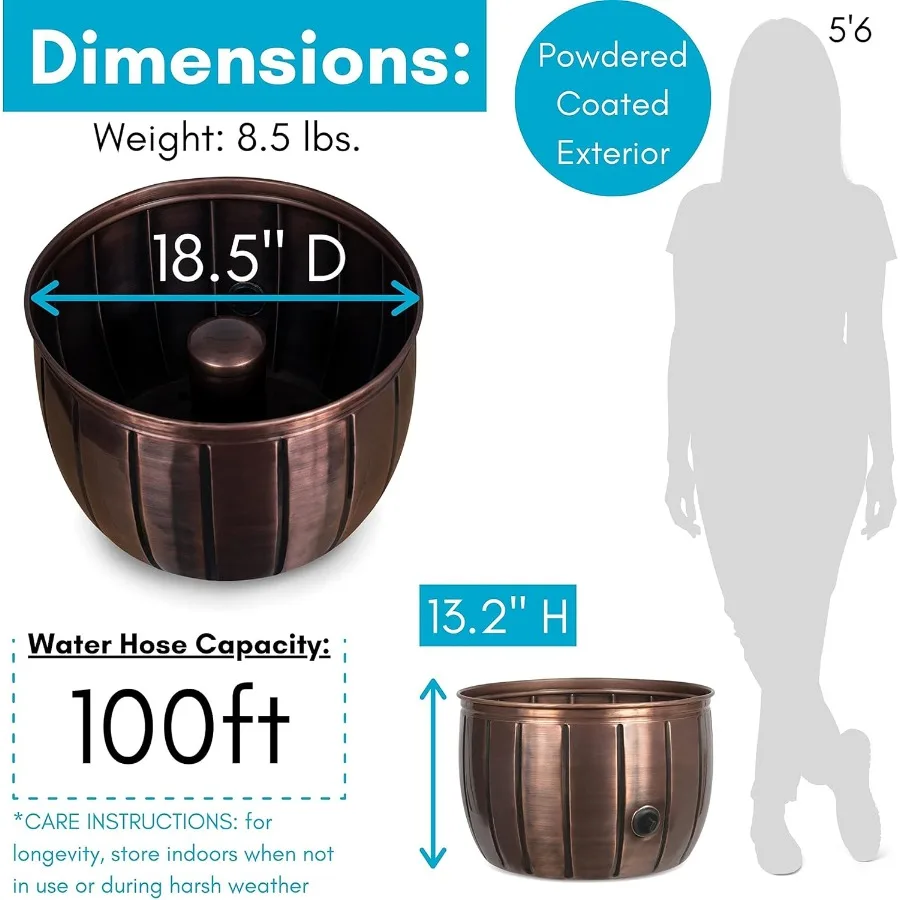 Support de tuyau d'eau-Pot métallique décoratif pour utilisation intérieure ou extérieure, organisateur de rangement de jardin pour Patio, seau Portable avec Anti