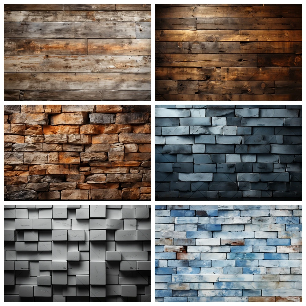 

Brick Wall Wooden Board Backgrounds Vintage Portrait Newborn Baby Children Photography Backdrops for Photo Studio Props Custom