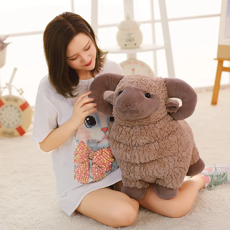 25-60cm INS Like Real Sheep Plush Toy White&Brown&Pink&Yellow Stuffed Animal Simulated Lamb Soft Doll Birthday Gift for Kid Girl
