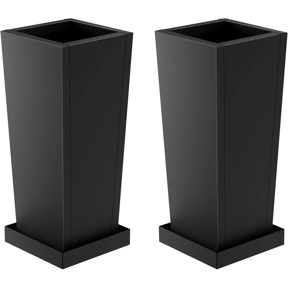 

Pair of 24 Inch Rust-Resistant Outdoor Planters with Drainage, Ideal for Garden, Patio, and Yard