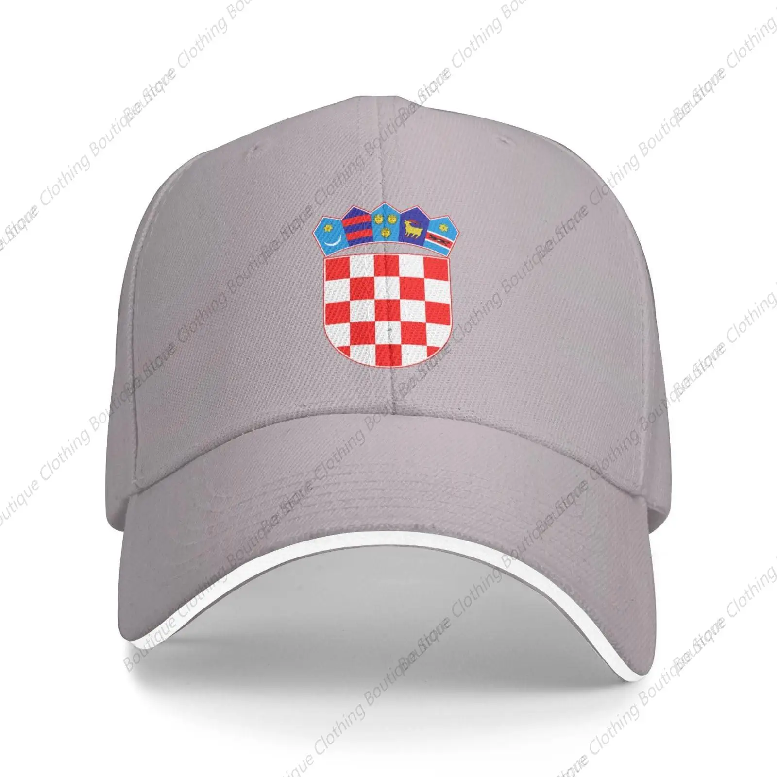 

Croatia National Emblem Hat Support Croatia Coat of Arms Baseball Cap Croatian Hat for Women Men Adjustable Hat Gray