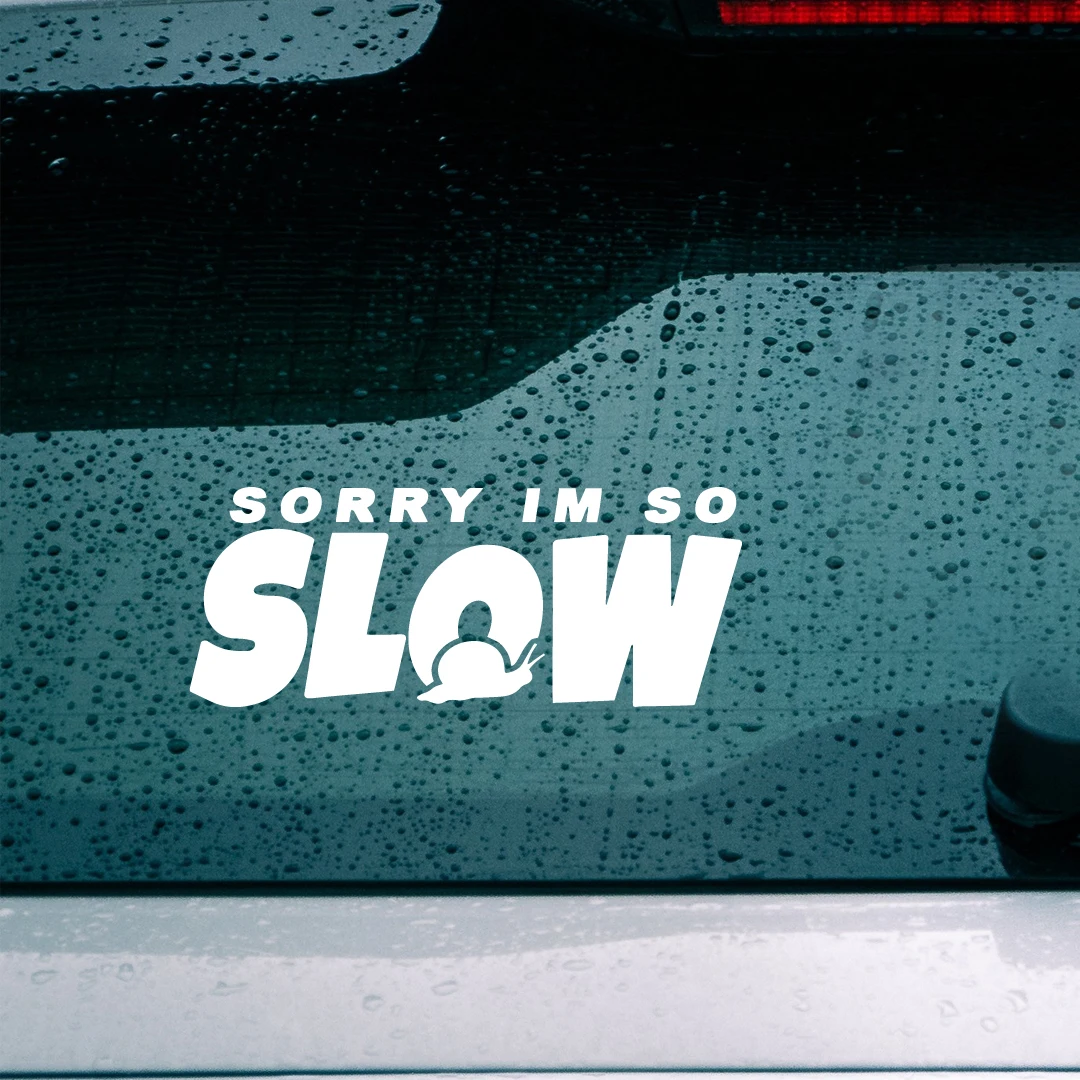 Sorry, I'm too slow. Snail crawling warning original car sticker JDM rear windshield triangle window glass sticker