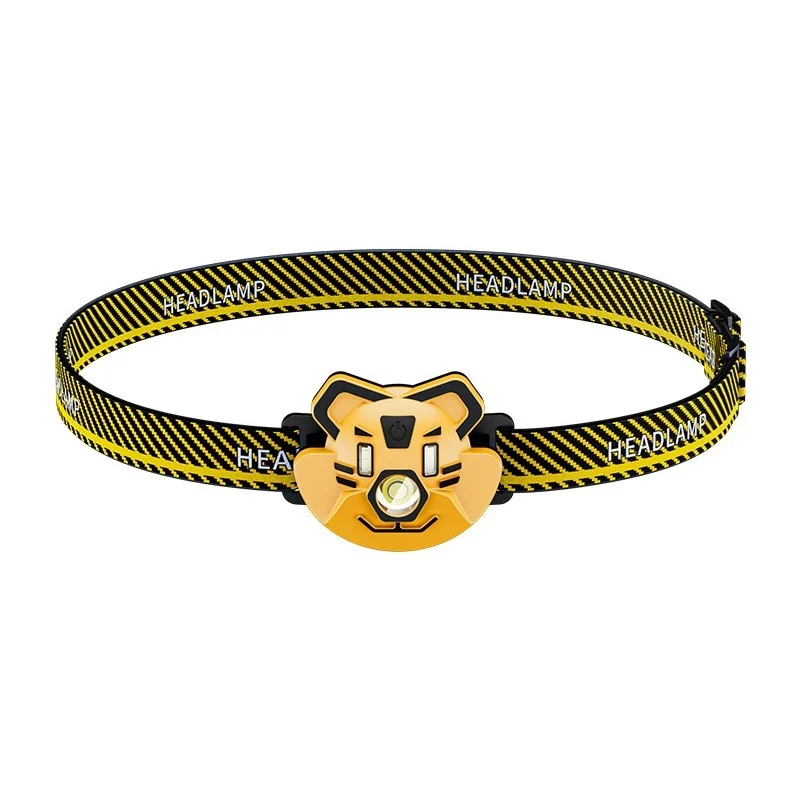 Kids Cartoon Tiger Headlamp Protective Mini High Brightness Red White Dual Light Source Portable Head Mounted for Outdoor Use