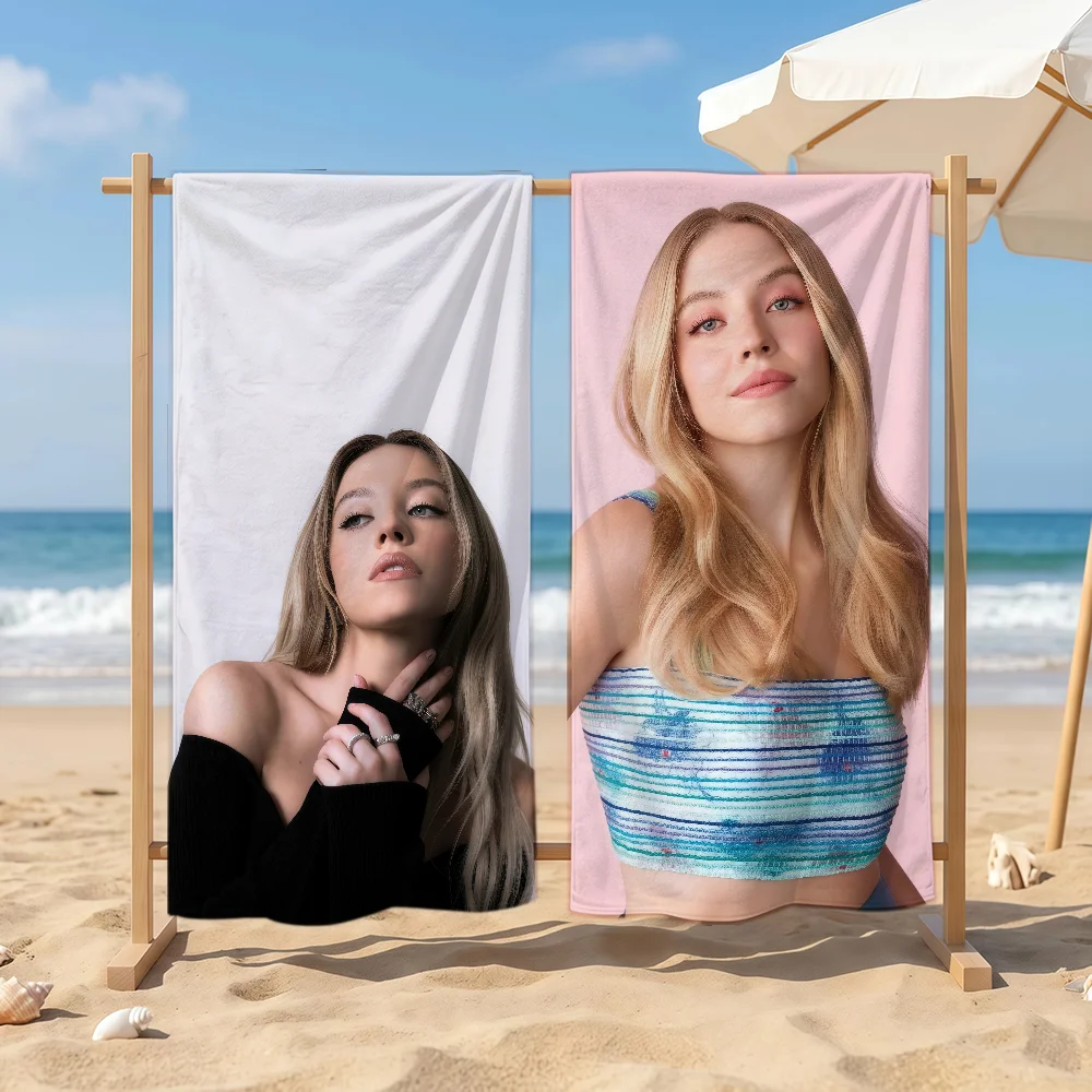 American actress Sydney Sweeney Towel Sports Quick Dry Travel Camping Sandproof Soft Light Large Beach Towel