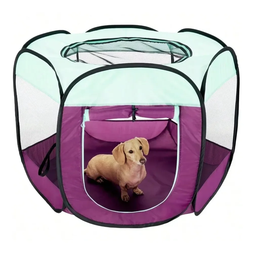 

Dog Playpen Tent, Pet Playgroundkennel Foldable Indoor Outdoor Zippered Puppy Crate Gray, Medium