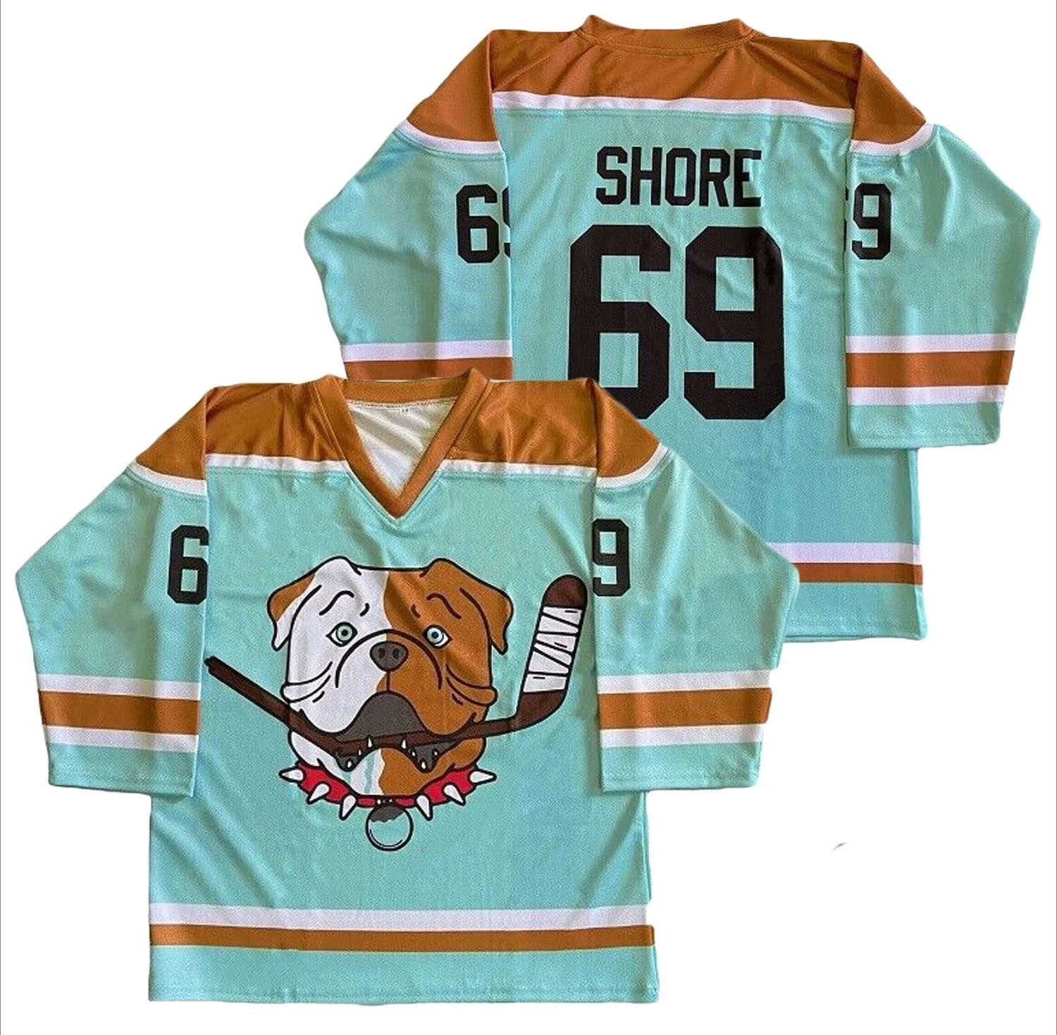 Camiseta de hockey "Shore 69" Bulldog Logo Camiseta deportiva para fanáticos y entusiastas de la ropa deportiva personalizada Camiseta deportiva Impresiones 3d HD