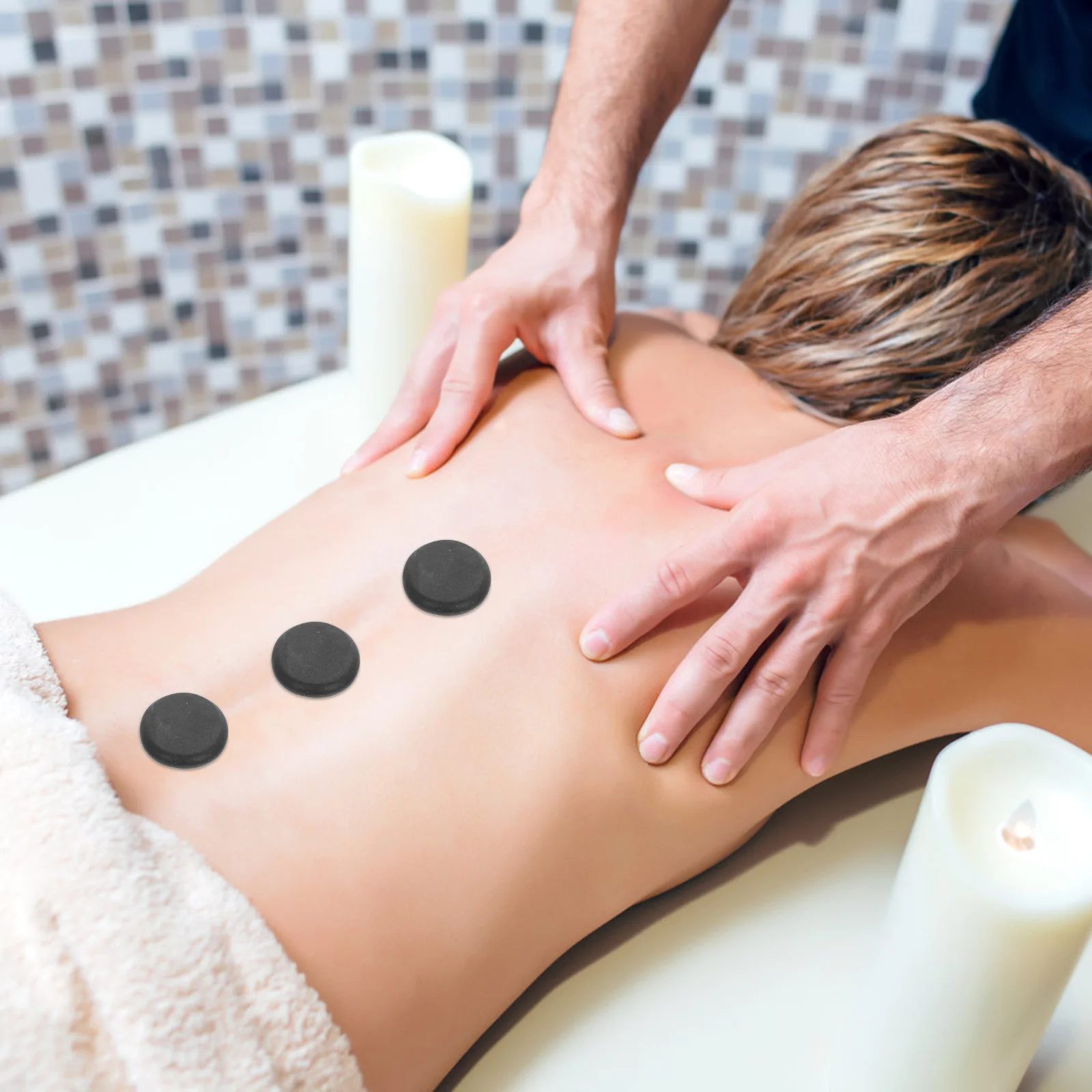 

10Pcs Volcanic Hot Stones Stone Spa Massage Stone for Face Back Feet Arms Therapy Relaxation Energy Stones