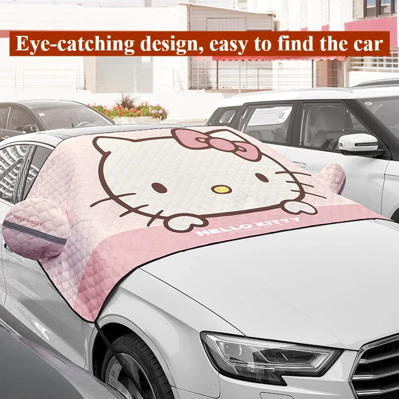 Hello Kitty Car Snow Cover Cartoon Mickey Winter Window Frost Cover Front Windshield Snow Cloth Outdoor Car Decorative Cover