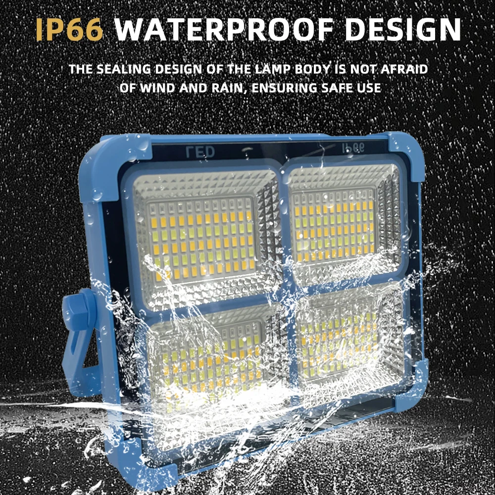 Portable Camping Light Tent Lamp USB Rechargeable LED Solar Flood Light Outdoor Waterproof Work Repair Lighting Emergency Lights