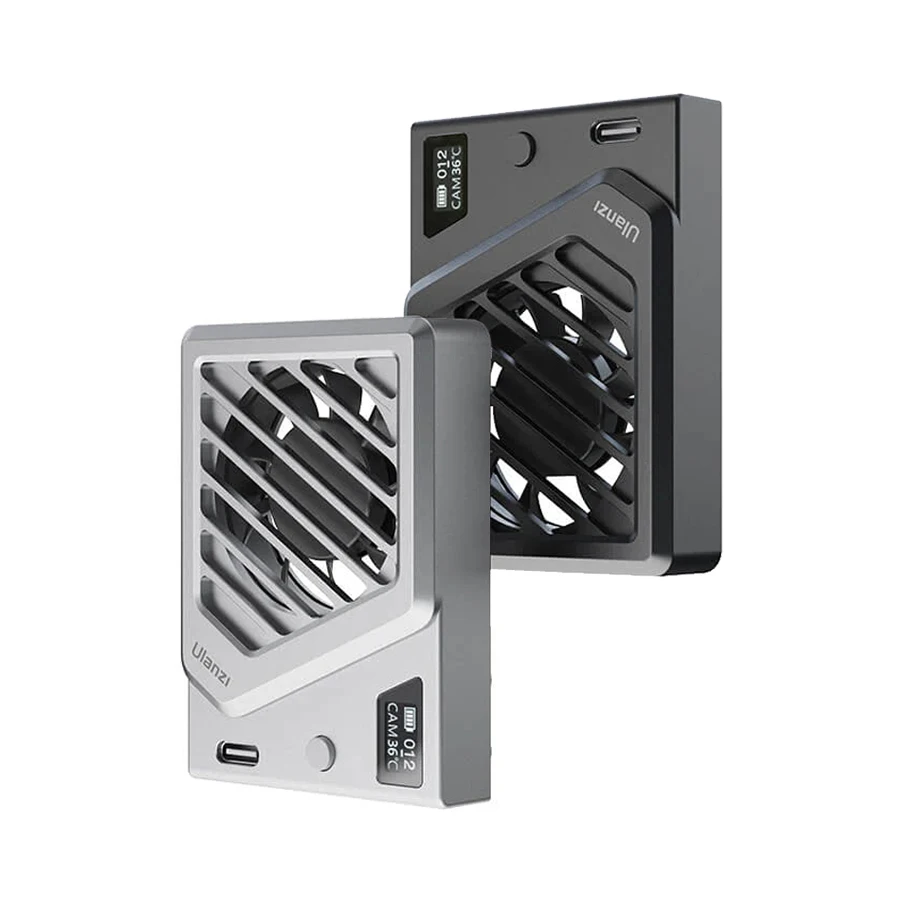 Ventilador de resfriamento de câmera ULANZI preto novo, montagem telescópica de mola ajustável mini ventilador de resfriamento inteligente monitoramento em tempo real