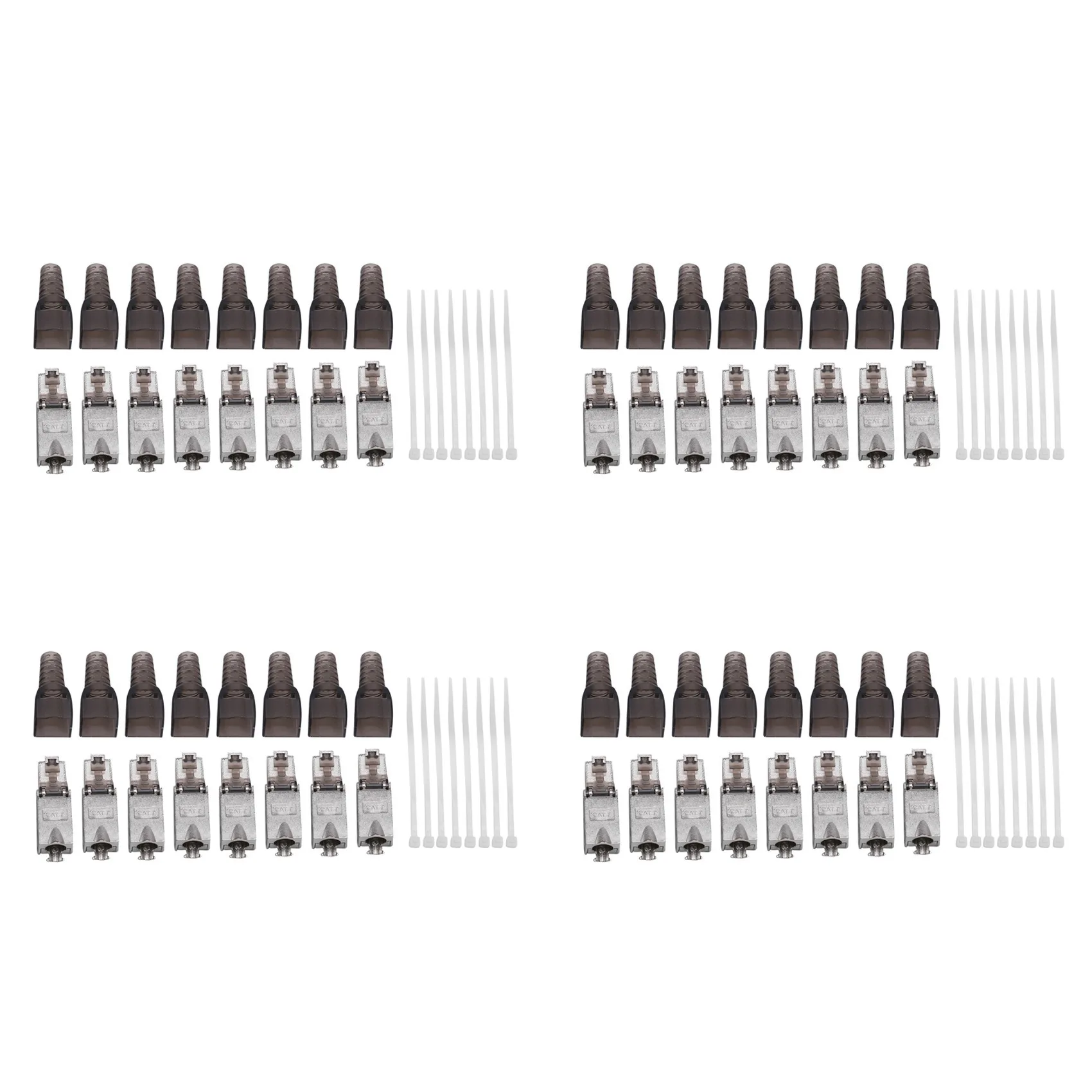 

FIZP 32Pcs Tool-Free Shielded RJ45 Cat 7 Termination Plug Cat7 Plug / Cat7 Connector Connectors Modular 23/24AWG-Black