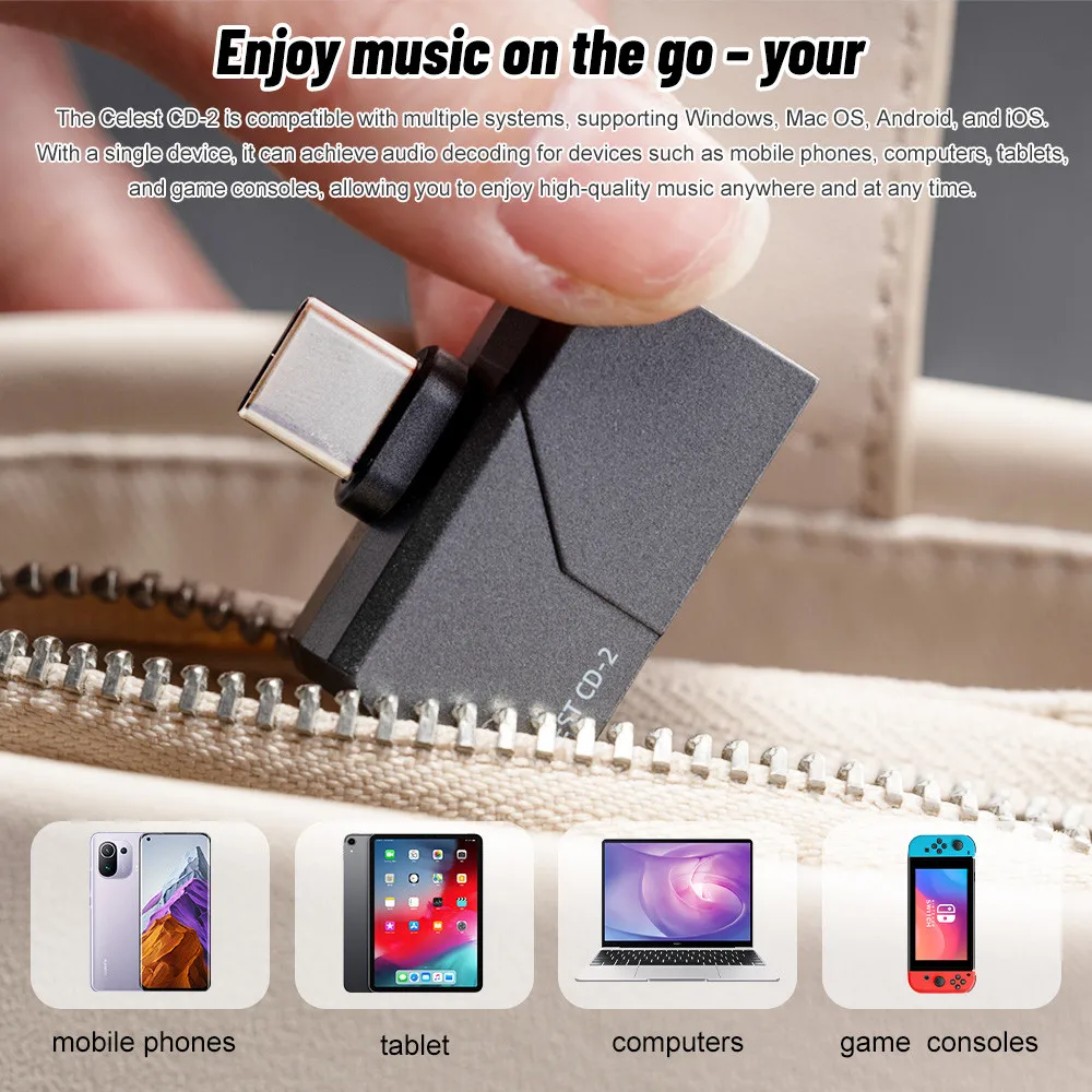 سيليست CD-2 المحمولة الصوت DAC مضخم ضوت سماعات الأذن DSD أمبير HiFi دعم 32bit/384 كيلو هرتز 3.5 مللي متر 4.4 مللي متر لنظام أندرويد Win10