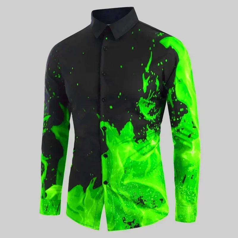 Men Shirt 3D Splash Ink Abstract Fashion Casual Outdoor Street Party Men's Tops Comfortable And Soft High Quality Clothing Tops