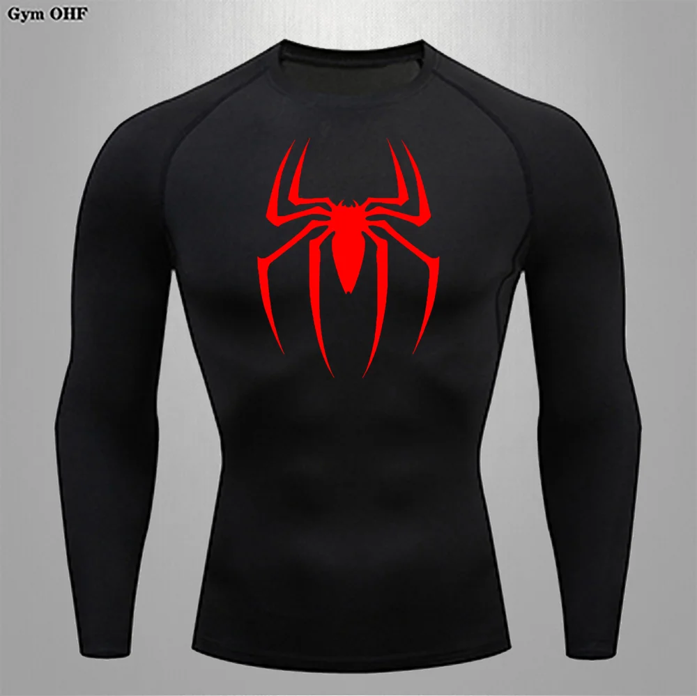 Men Long Sleeve Rashguard Compression T-Shirt Elastic Running Fitness Tee Tops Tight Man Sports Training Superhero Sportswear