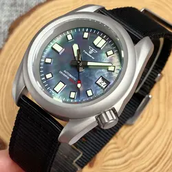 S NH35 Tandorio 200M Waterproof 3.8 Mechanical Watch Men MOP Dial 40mm Steel Sandblast Case Luminous reloj hombre SKX mod