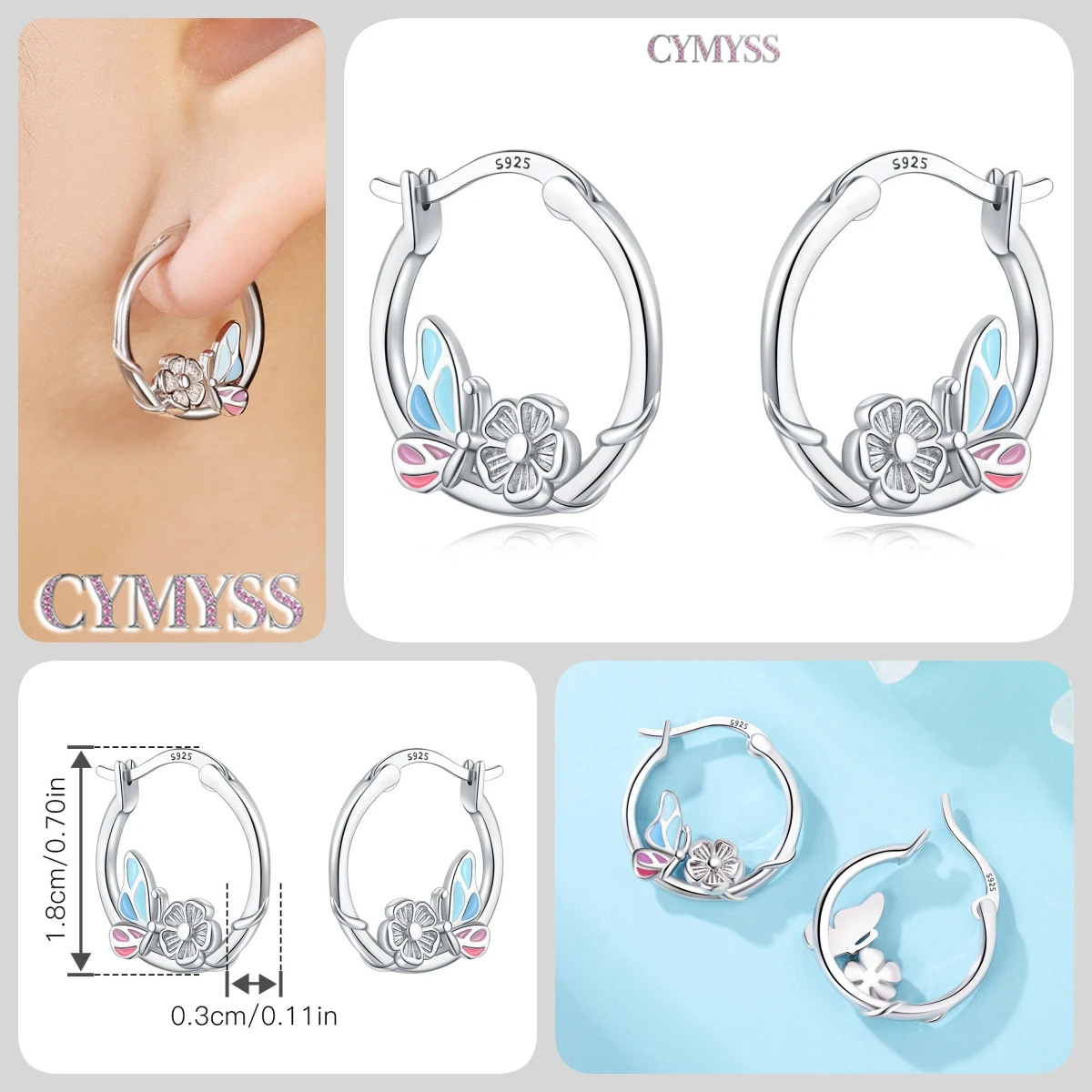 925 Sterling Silver Inlaid Zircon Butterfly Earrings Insect Element Original Design Women's Fashion Party Jewelry Gift Ear Loops Sea94faf9a55443f0adab1005a67ea658N