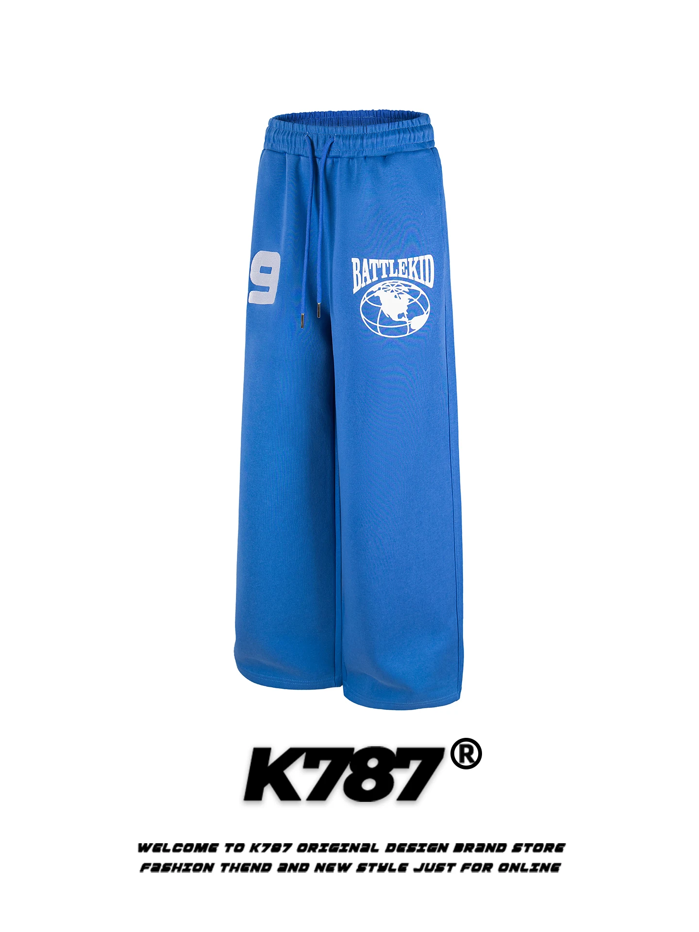 

K787 American Retro Klein Blue Loose Casual Sweatpants Street Sle High Waist Straight Leg Pants Men's Comfortable Loose Fit