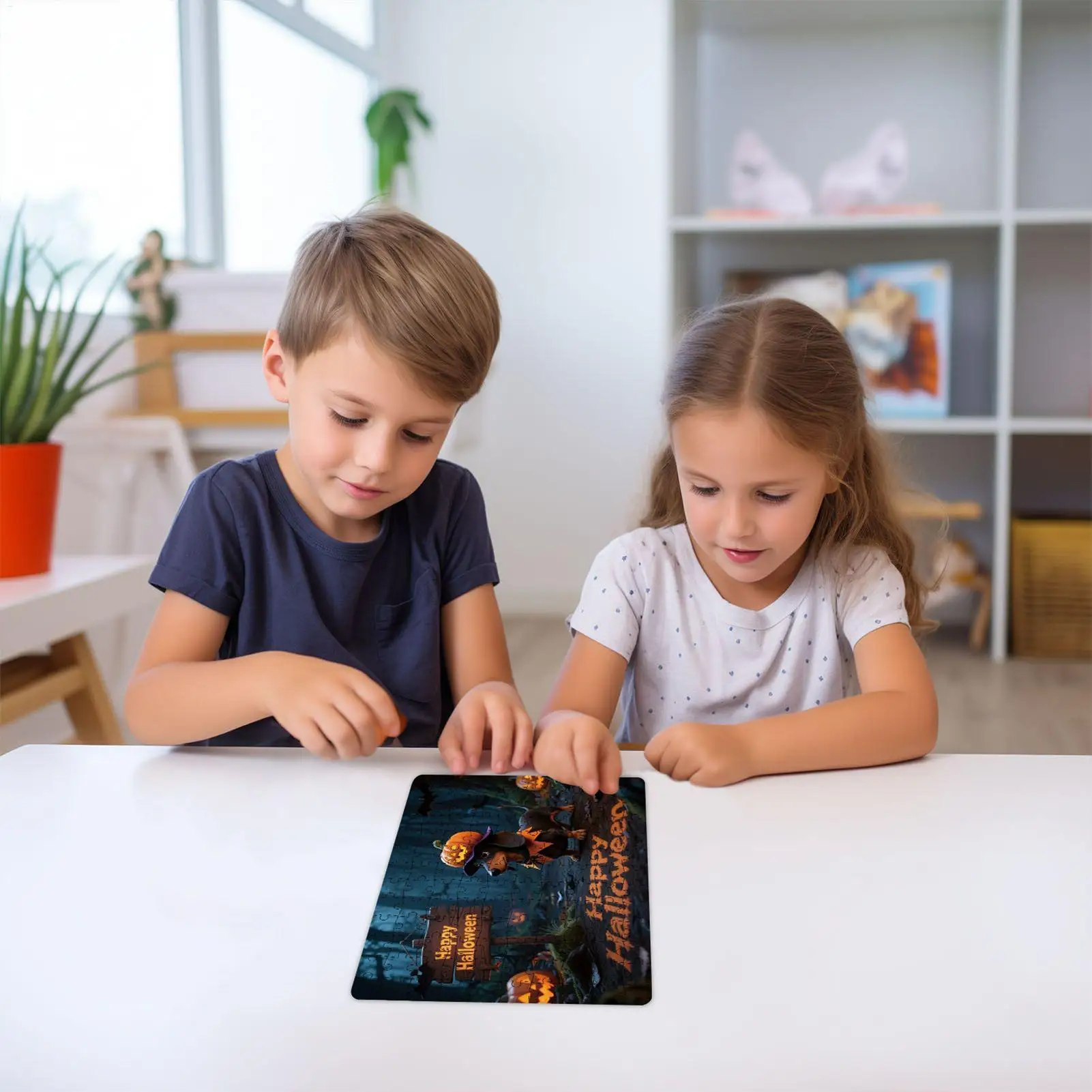 Puzzle Halloweenowe 130 Elementów Puzzle z Dynią i Zwierzętami Zabawna Gra na Halloween Dekoracje Świąteczne Aktywności dla Dzieci i Dorosłych