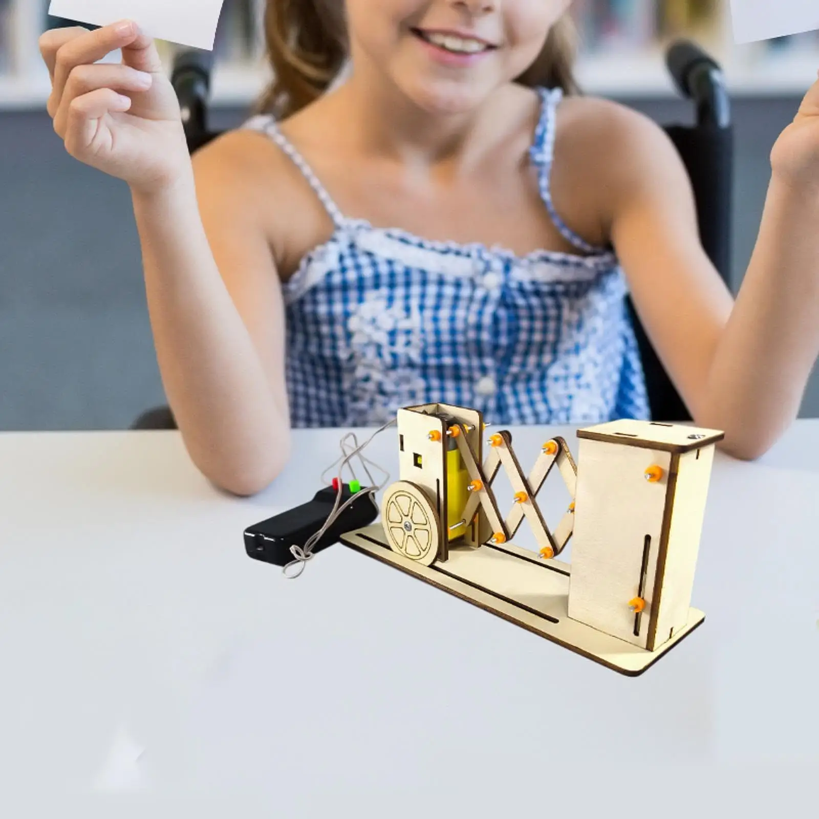 Puerta de juguete retráctil eléctrica, modelo de puerta de montaje de madera, herramienta de aprendizaje de ciencias elementales versátil, rompecabezas de madera para cumpleaños