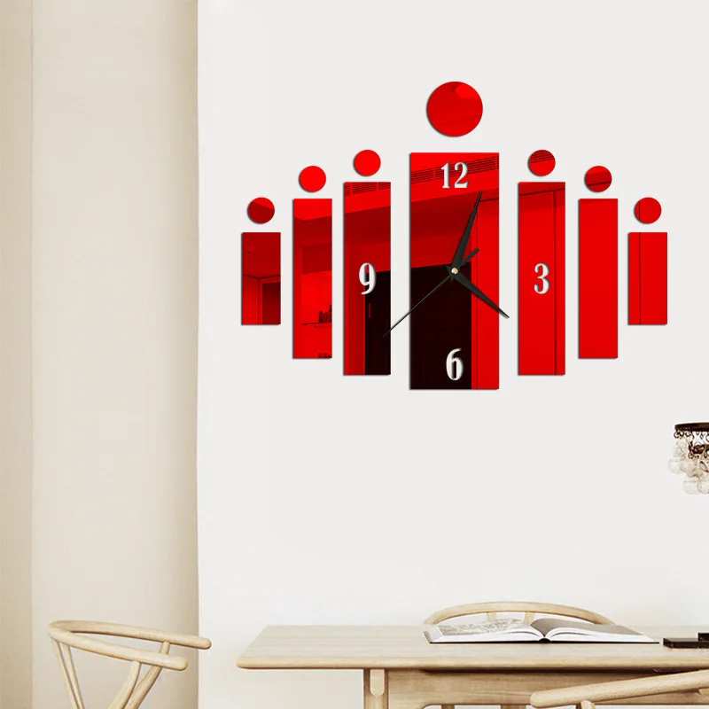 Creative กระจกอะคริลิคนาฬิกาห้องนั่งเล่นตกแต่งบ้านห้องนั่งเล่นสติ๊กเกอร์ติดผนังนาฬิกา