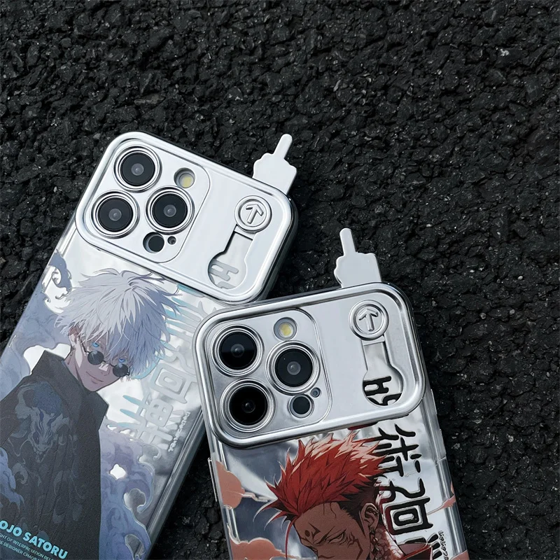 Japan Anime J-Jujutsu k-Kaisen Phone Case for iphone 15pro 11 12 13 14 15 Pro Max 14pro Gojo Teather Slide Finger Cover