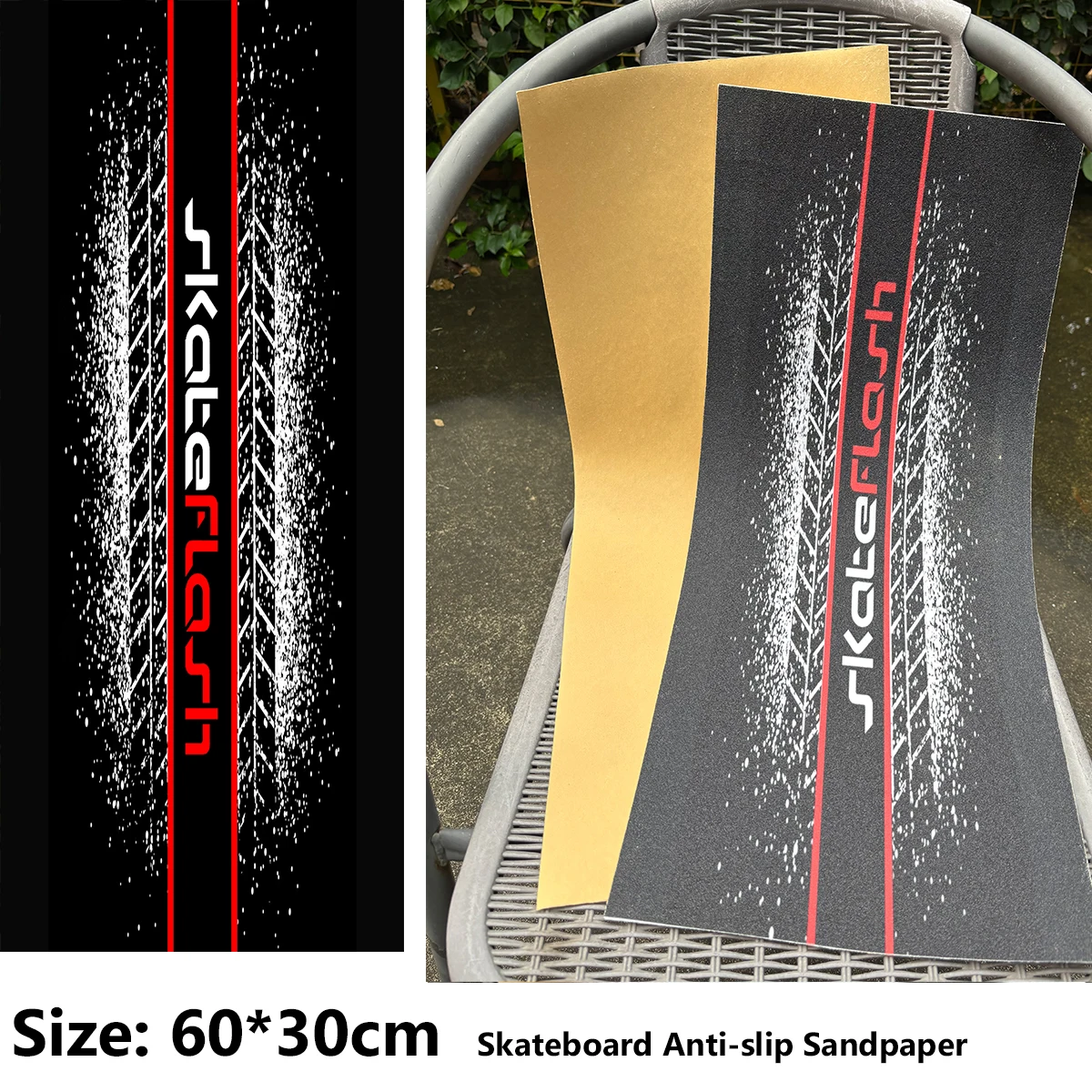 

Красно-белые полосы, красочный весенний узор, противоскользящая наклейка для электросамоката, наждачная бумага, лента для скейтборда, 60*30 см