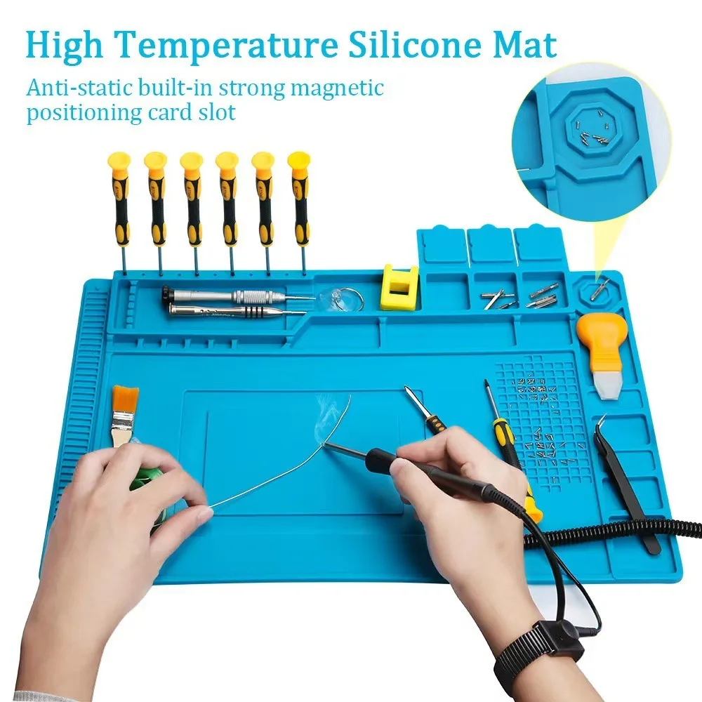 

Magnetic Mat Silicone Repair Mat Circuit Board Soldering Pad Heat Resistant 932°F Anti-Static for ESD Iron Phone Repair