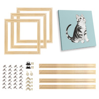 Square DIY Natural Wooden Pictures Frame For Wall Canvas 30X30 40X40 Frame Diamond Painting Large Size Picture Poster Wall Frame