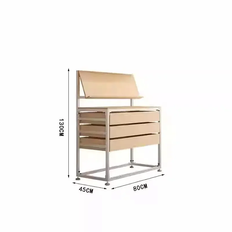 Aluminum profile birch ocean board, storage exhibition bookshelf, document display shelf