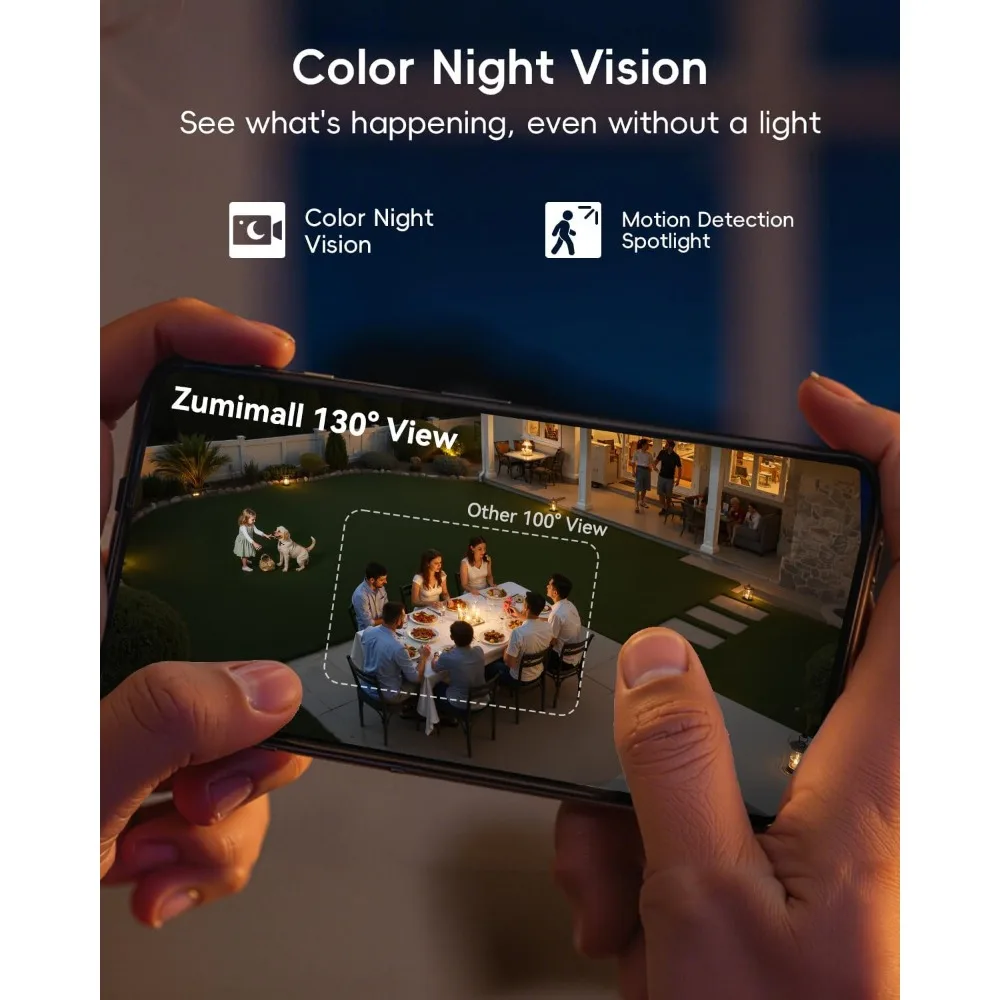 zonne-beveiligingscamera's draadloos buiten, 2 verpakkingen, zonnecamera buiten draadloos, 2,4 g wifi-batterijcamera, 3mp kleurennachtzicht