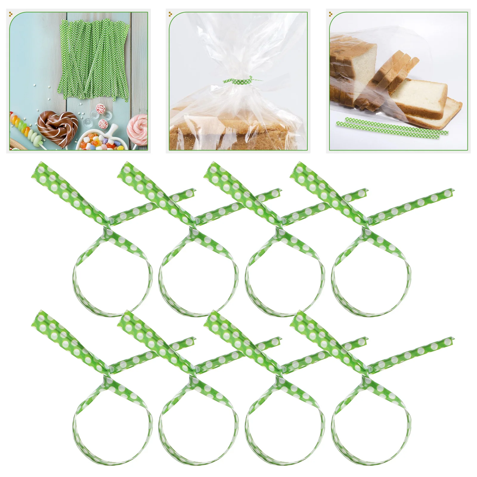 

Food Packaging Ties Sweets Delicate Gift Bag Multifunction Green Plastic Twists